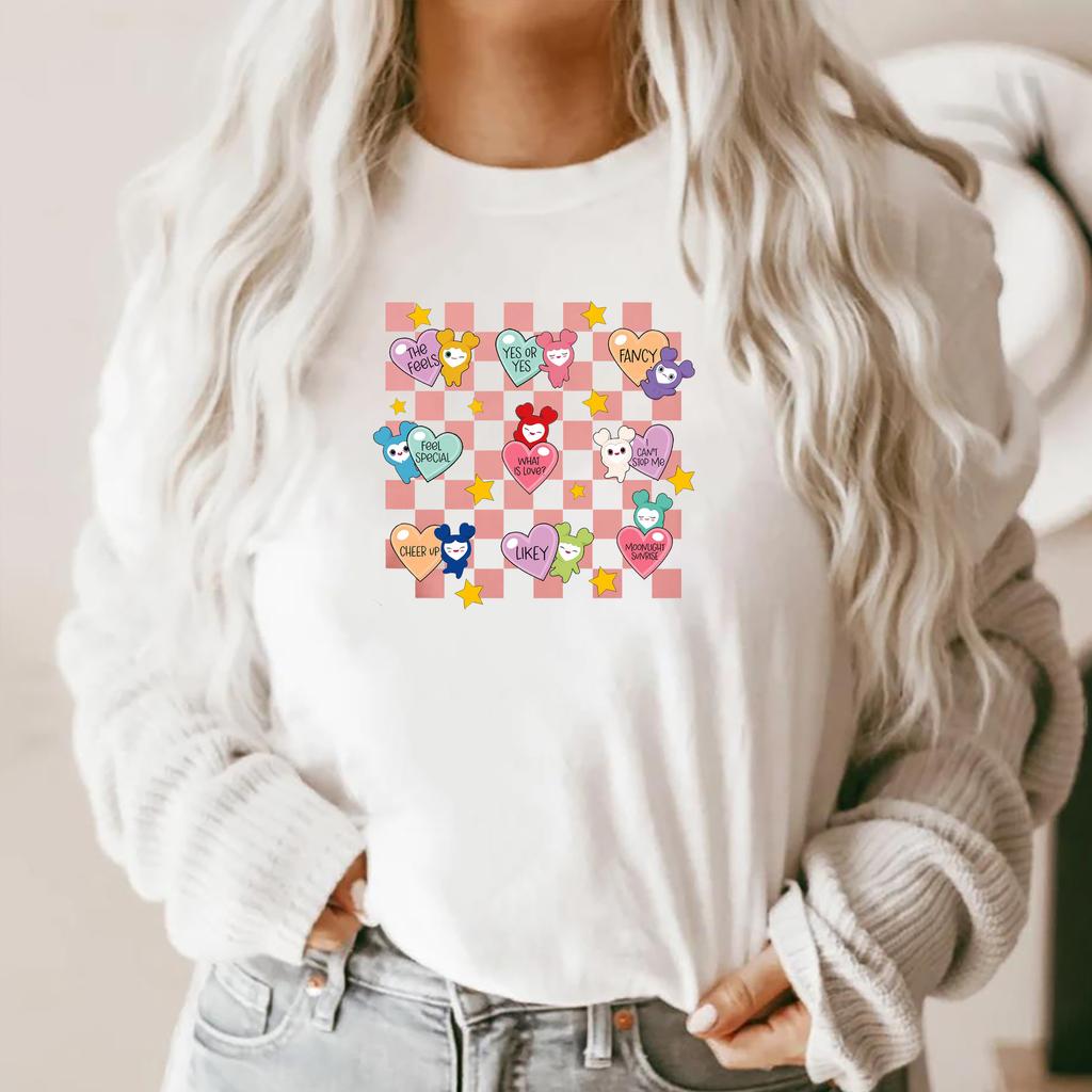 Twice Candy Heart Shirt Lovelys Twice Tshirt Kpop Twice Aesthetic Tee Once Gift Team Cartoon Twice Member Shirt Twice Tour Shirt
