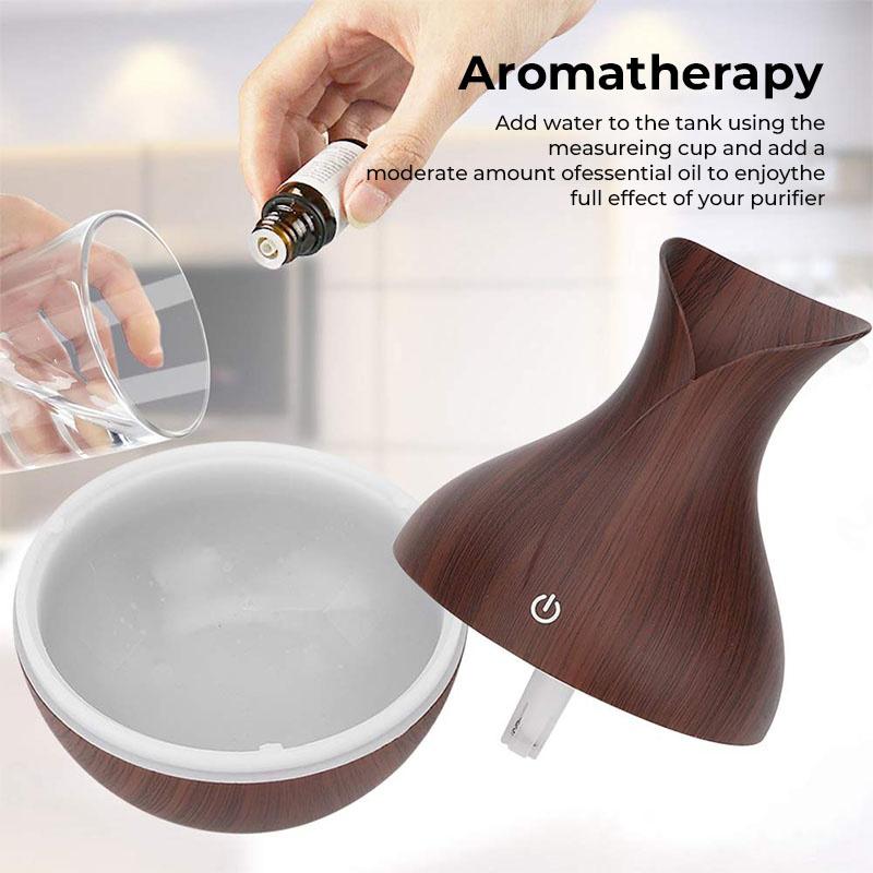 Easy Clean Wood Grain Humidifier Aromatherapy Diffuser 7 Color LED Mist Air Purifier for Daily Home Use