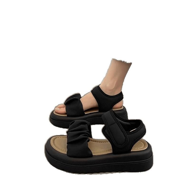 Real Soft Leather French Fairy Wind Soft-soled Sandals Female 2025 New Foreign Style Heightening Versatile Non-slip Roman Shoes