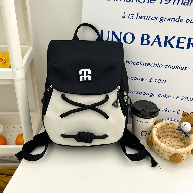 Small Backpack Simple Female Color Block Backpack Student Schoolbag