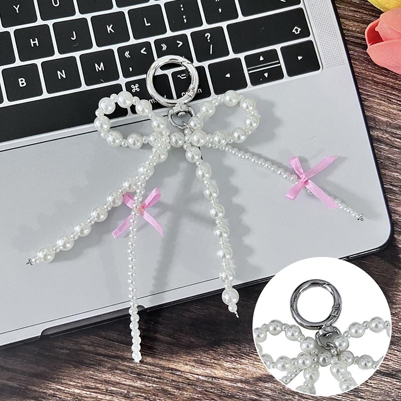 Breloc dulce cu fundă și perlă, pandantiv, decorațiuni adorabile cu mărgele pentru agățat, breloc farmec, șnur pentru telefon, farmec pentru telefon, pandantiv pentru geantă