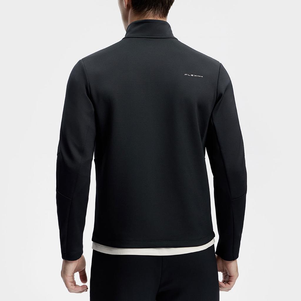 FILA Solid Color Fitness Stand Collar Knitted Jacket Men Jacket Deep-Black A11M411507F-BK