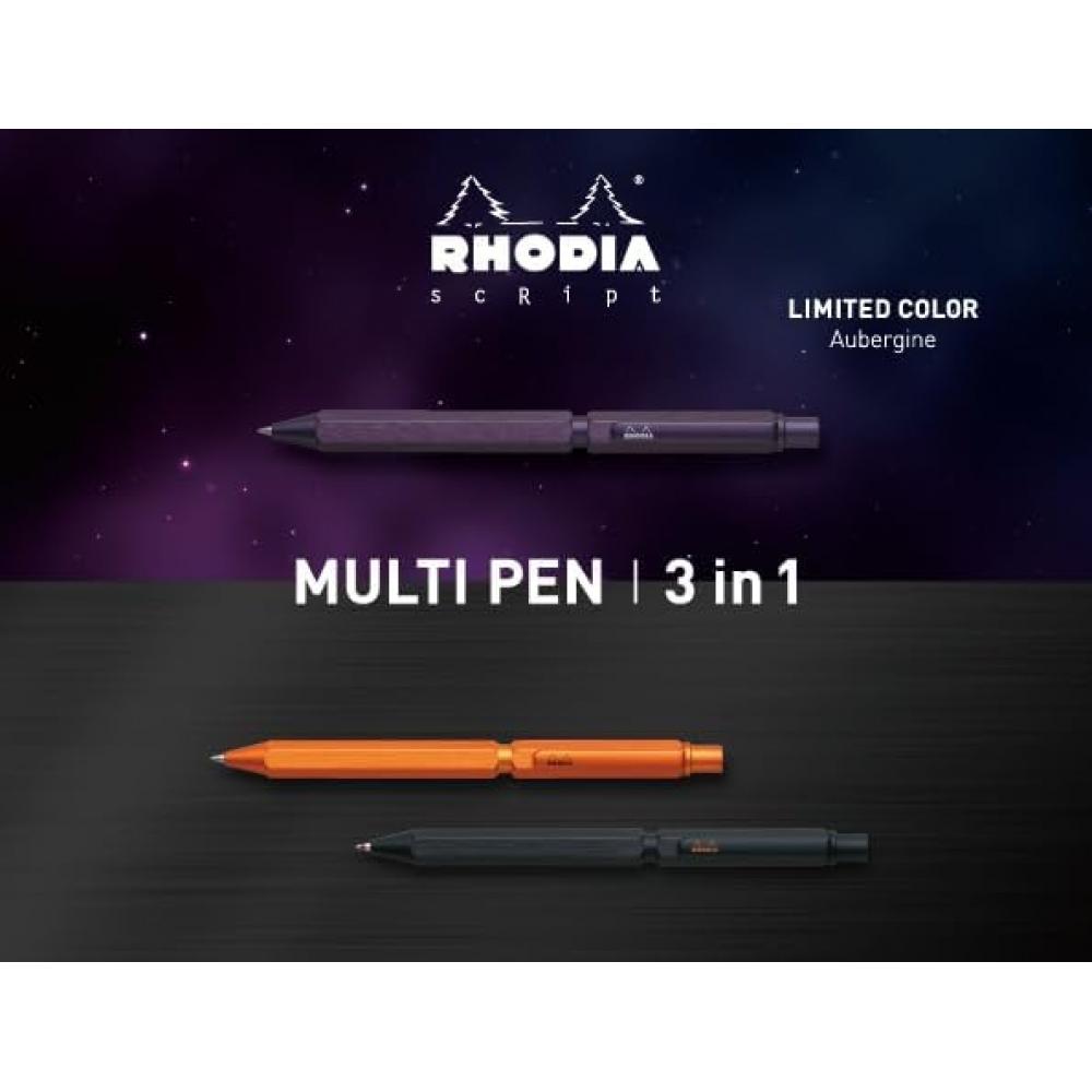 Rhodia Limited Color Script Multi Pen Aubergine Ballpoint 0.5mm 2 Colors  Black 