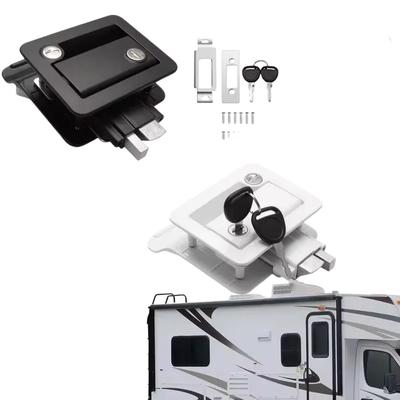 RV Lock Portable RV Entry Door Lock Camper Door Handle Latch with Built-in Deadbolt for Camper Horse Trailer Cargo Hauler