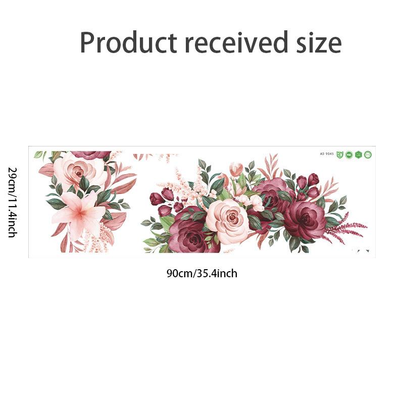Elegantes Rot Rosa Pfingstrose Blume Wandsticker Selbstklebendes Abziehbild für Schlafzimmer Wohnzimmer Heim Wanddeko