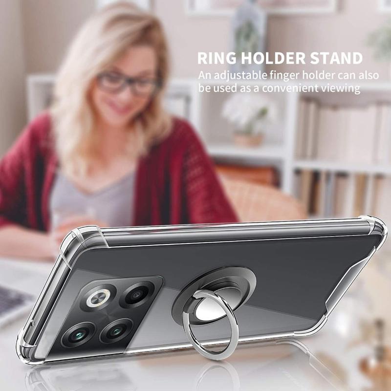 Ring Stand Transparent Defense Ochranné Nárazuvzdorné pouzdro Držák držáku Oneplus ACE2 Pro Průhledný měkký silikonový TPU Airbag Zadní kryt telefonu