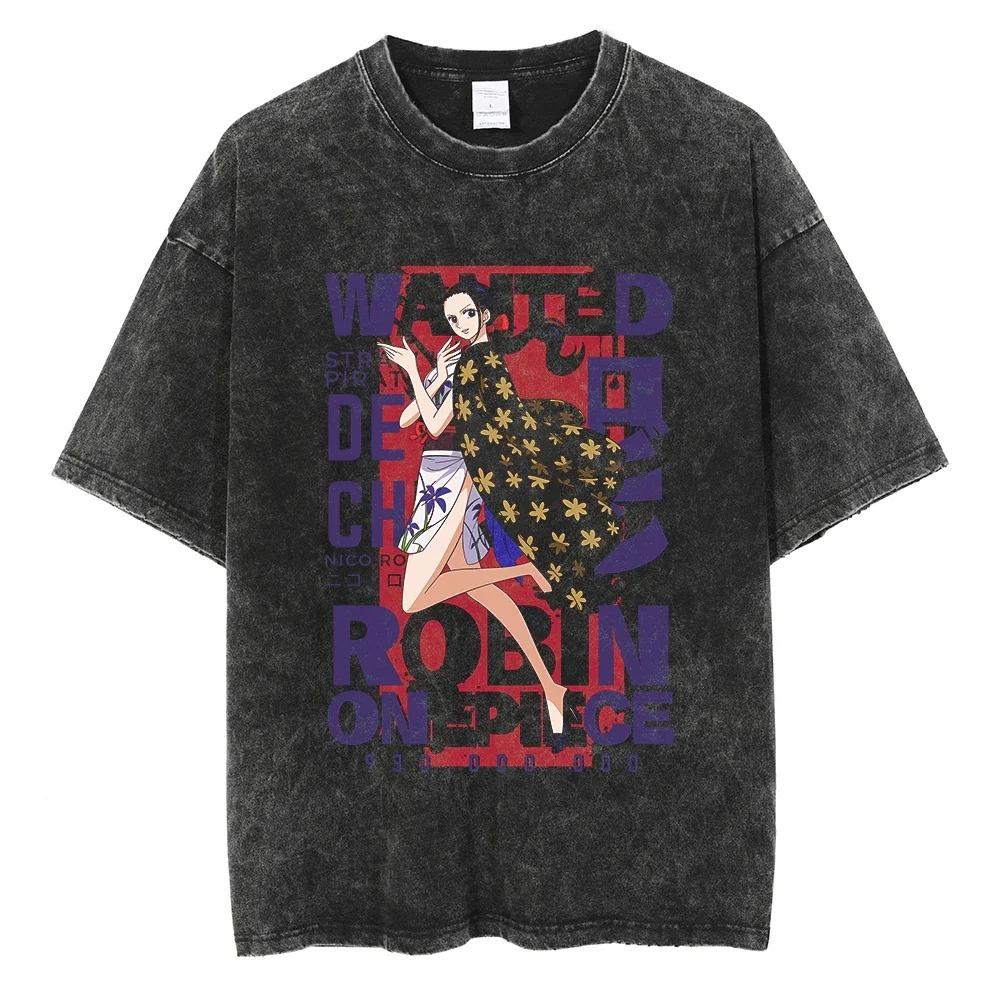 One Piece Monkey D. T-shirt Oversize con Stampa Anime Lavaggio Vintage Snakeman Gear 4 di Luffy | Top Streetwear Unisex