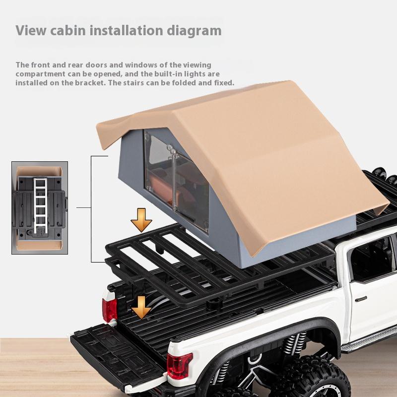 1/24 Ford Raptor Pickup Truck Model, Removable Simulated Alloy RV, Off-road Toy Car with Sound and Light, Boy's Birthday Gift
