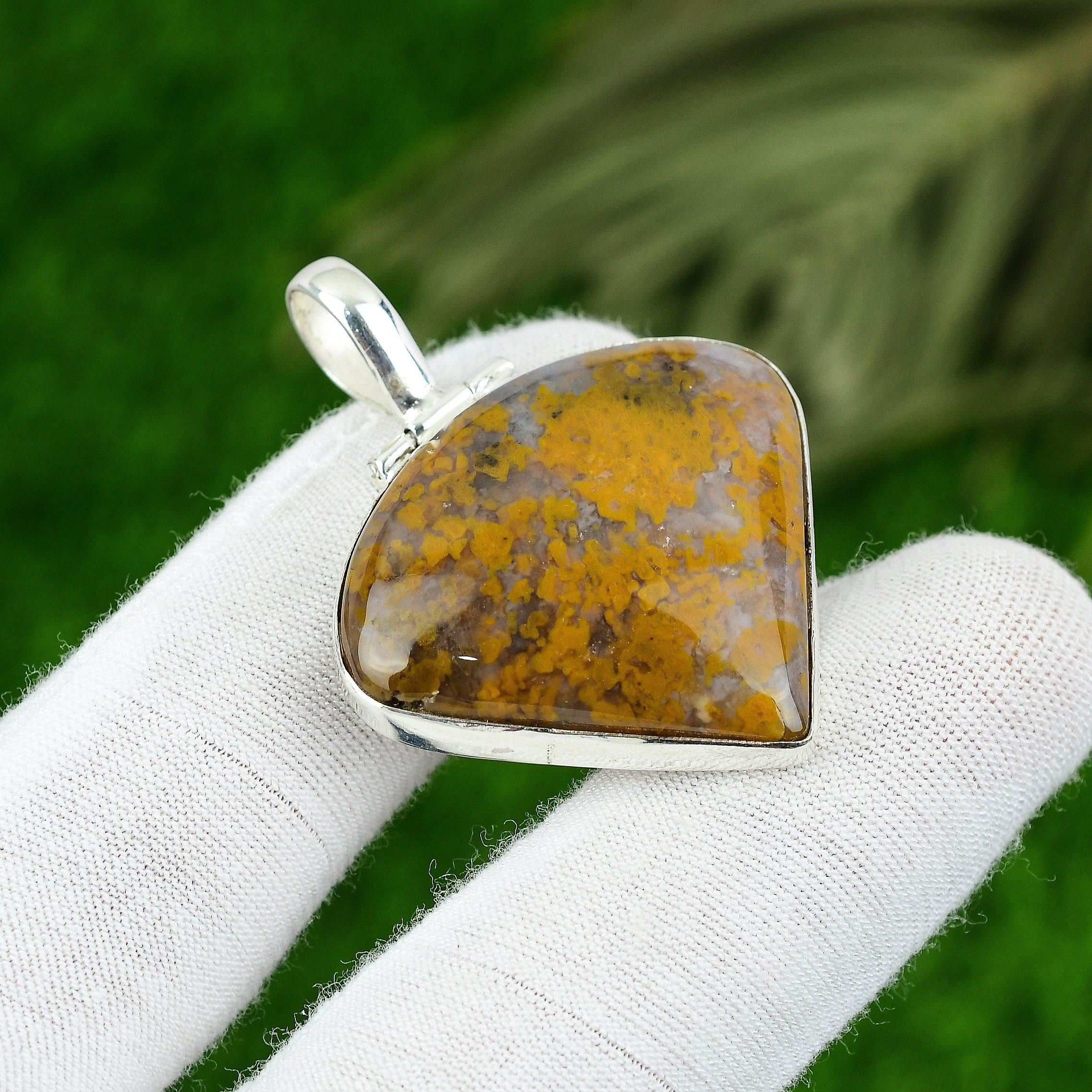 

Natural Ocean Jasper Gemstone Pendant 925 Sterling Silver Jewelry For Women
