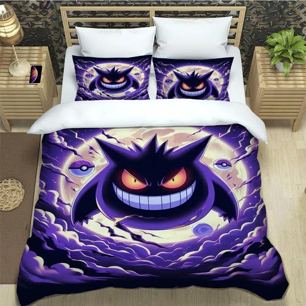 Cartoon Gengar Print Bedding Set Duvet Cover Comforter Bed Youth Kids Girl Boys Luxury Birthday Gift