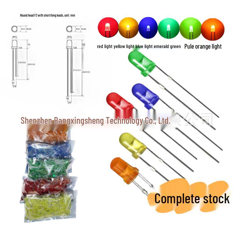 3mm LED Glühbirnenlicht: Rot, Grün, Gelb, Blau, Orange Lampenperle - Direktsteckkomponente