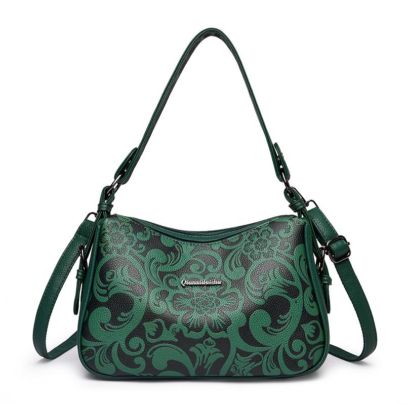 Sac Hobo Vintage à Motif Floral Gaufré pour Femmes - Sac à Bandoulière Mode en Similicuir pour l'Épaule avec Bandoulière Réglable pour le Quotidien Décontracté