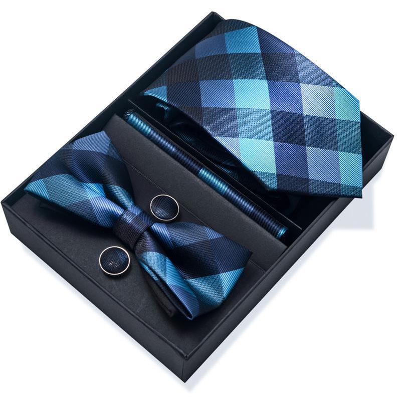 Set de 6 piezas, Corbata de Vestir de Negocios 8 cm Corbata para Hombre Set de Pajarita Caja de Regalo.