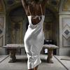 Women's Elegant Satin Slip Dress - Sexy Backless Strappy Nightclub Evening Gown