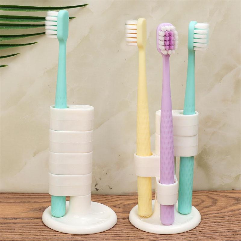 360° drehbarer Zahnbürstenhalter 4-Schlitz Zahnbürsten Make-up-Bürsten Aufbewahrungs-Organizer mit rutschfester Basis Badezimmer-Arbeitsplatten-Organizer