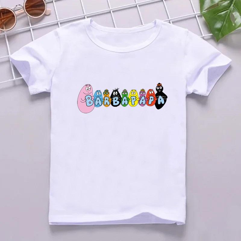 Hot Sale Cute Barbapapa Print Cartoon Kids T shirt Funny Girls Summer Tops Baby Boys Clothes Children Short Sleeve T-shirt