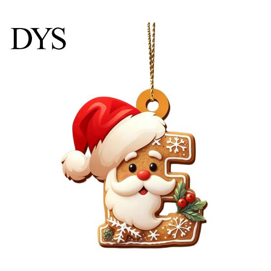 Reusable Acrylic Snowflake Berry Ornaments 2D Flat Christmas Ornaments, Gingerbread Letter Pendant with Santa Claus, Decorative Cookie Initial