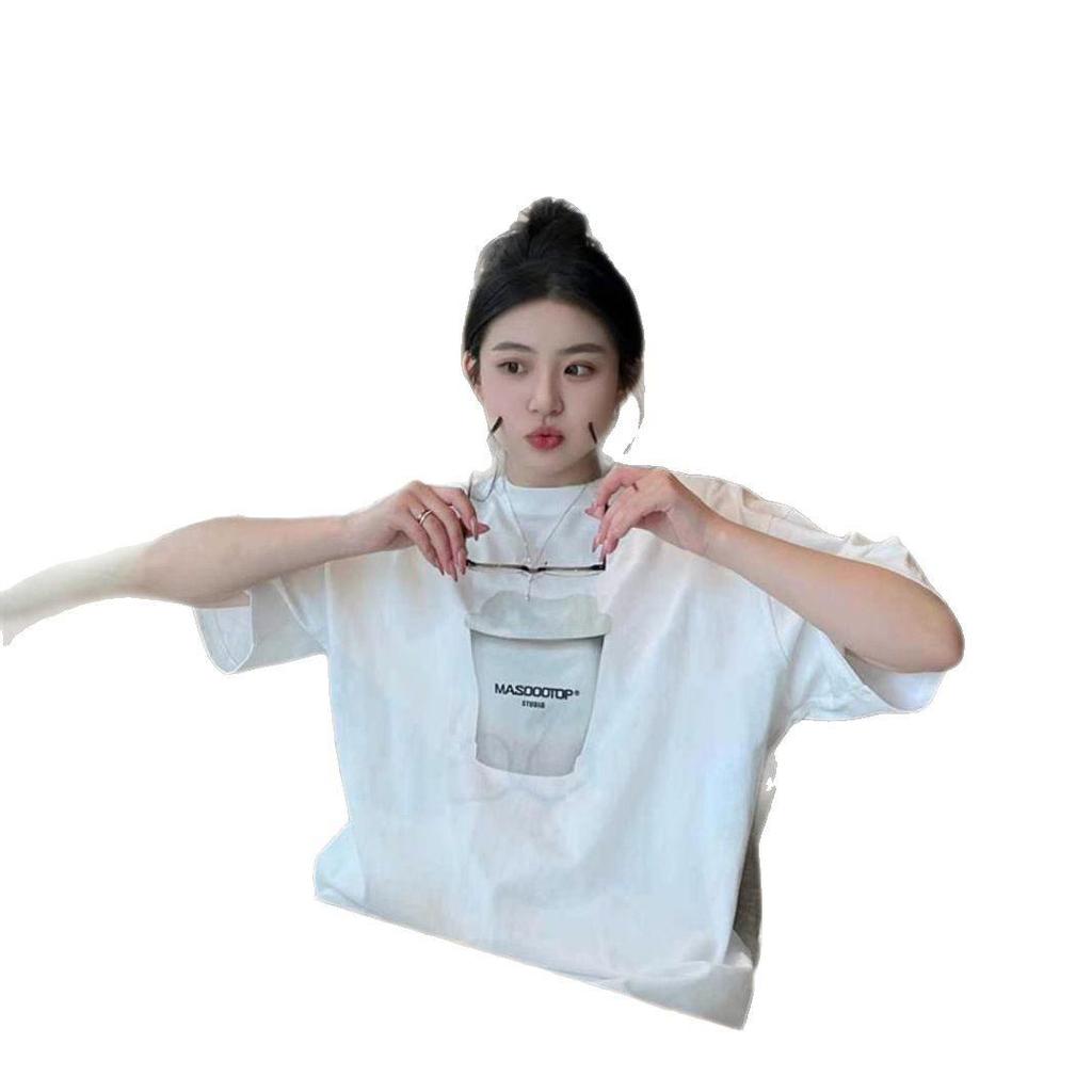 Women's Large American Retro Loose-Fit Short-Sleeve T-Shirt - Casual Summer Round Neck Style