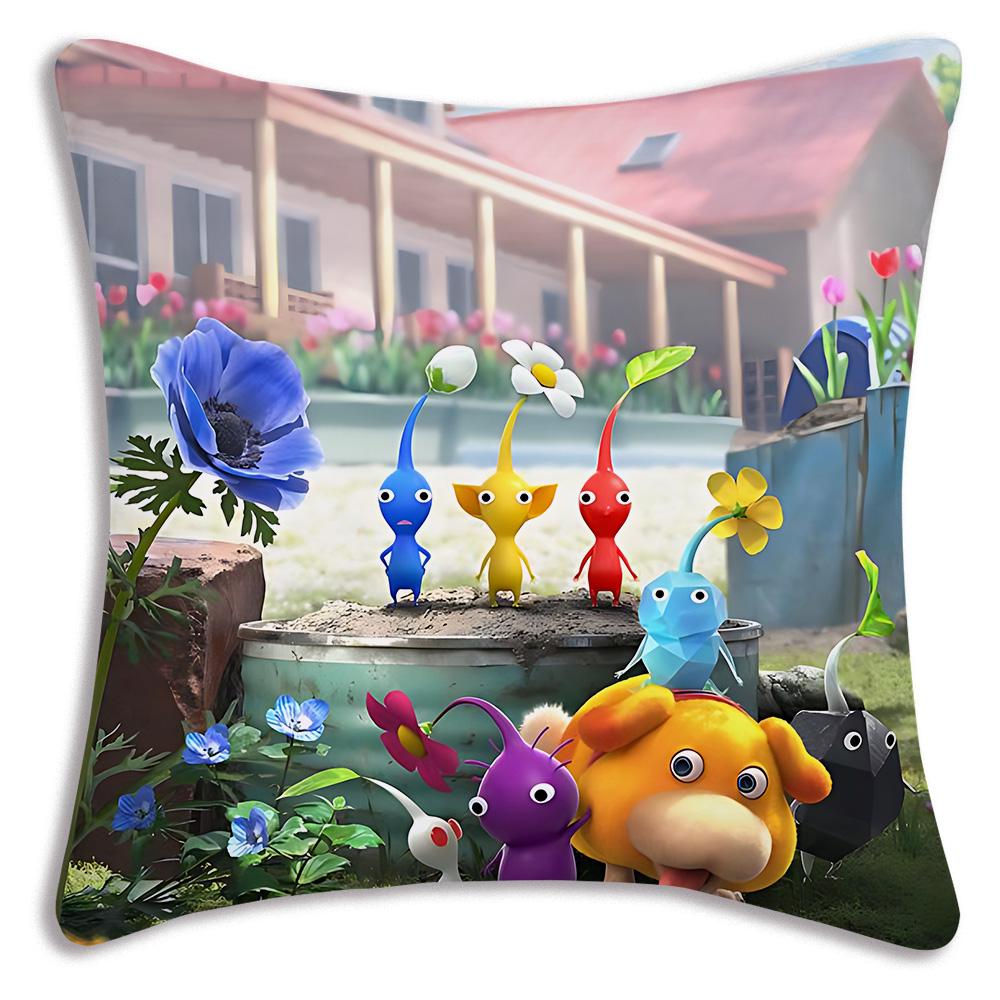 Cartoon Hey For Pikmins Pillow Covers Cartoon Sofa Decorative Home Double-sided Printing Short Plush Cute Cushion Cover