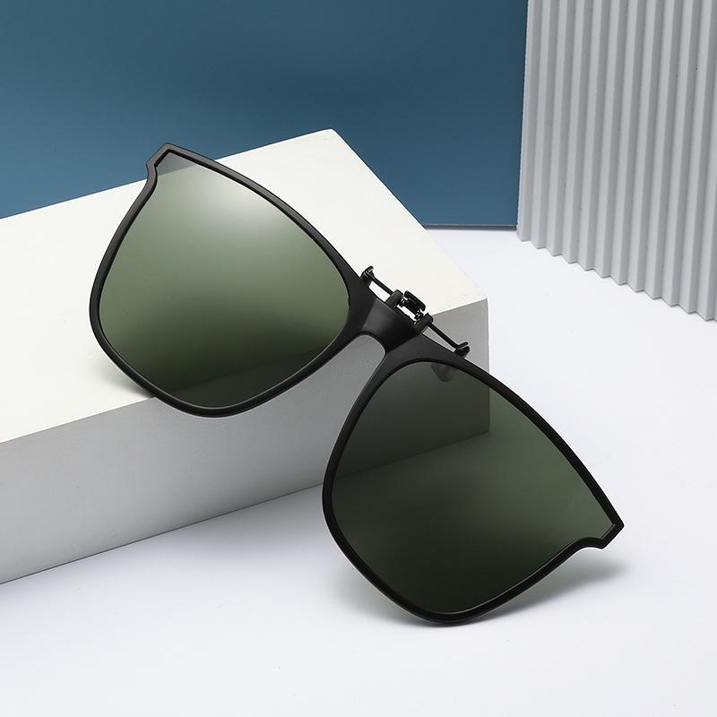 Polarized Clip-on Sunglasses for Day & Night | Square Frame | Outdoor, Fishing, Driving