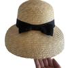 Hepburn Wind Bow Lampshade Straw Straw Straw Hat Women'S Summer French Sunscreen Face Cover Vacation Travel Sun Hat
