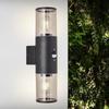 SERGIORO - - 2L Outdoor Wall Light with Sensor - Frosted Black - Aluminium/plastic - IP44