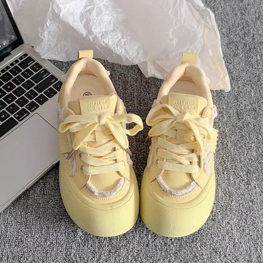 Campus style board shoes women's new spring and summer versatile platform niche bread shoes heightening single shoes women