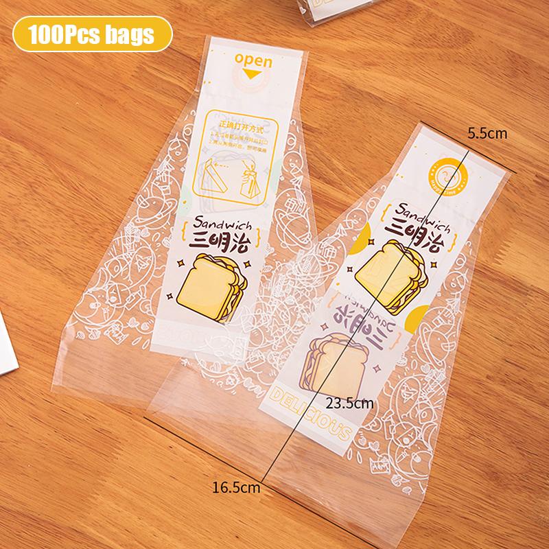 100Pcs Sandwich Plastic Packaging Transparent Triangle Bags For Bread Butty Bags Birthday Party Decoration Treat