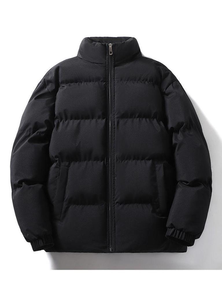Men's and Women's Winter Casual Stand Collar Cotton Jacket - Thick, Loose Fit for Couples or Students