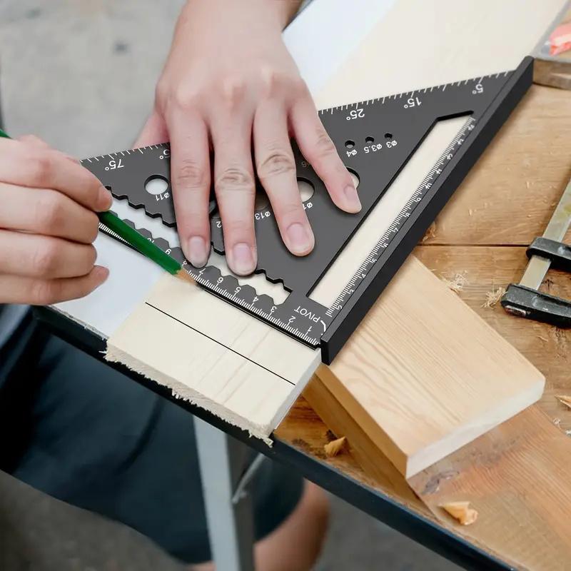 1pc 7-Inch Aluminum Alloy Triangle Ruler 45/90° Multi-Angle Woodworking Measuring Tools For Drawing & Industrial Measurements