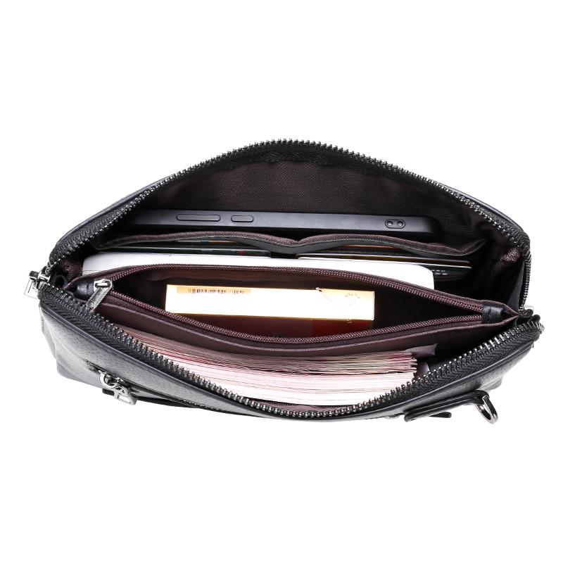 Fashion Business Men's Handbag Clutch Bag Anti-theft Lock PU Leather Male Waist Bag 3 Layers Design Stylish Men's Money Pouch