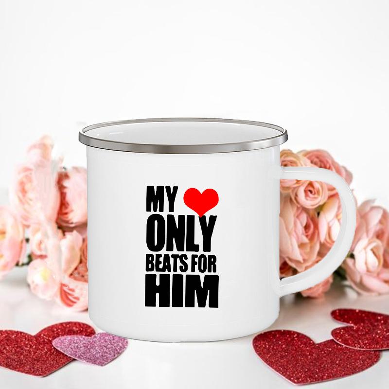 Frau/Herr Richtig Druck Paar Tassen Kreative Kaffeetasse Getränk Dessert Frühstück Milchbecher Emailletassen Henkel Trinkgeschirr Valentinstagsgeschenk