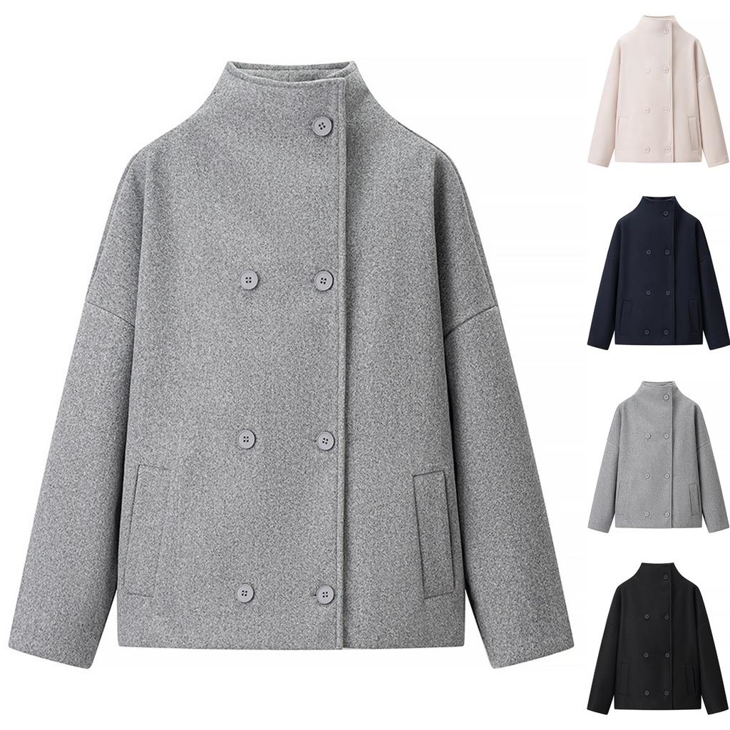 Women's Faux Suede Button Jacket Oversized Gathered Hem Short Length Coat Casual Vintage Outerwear With Pockets
