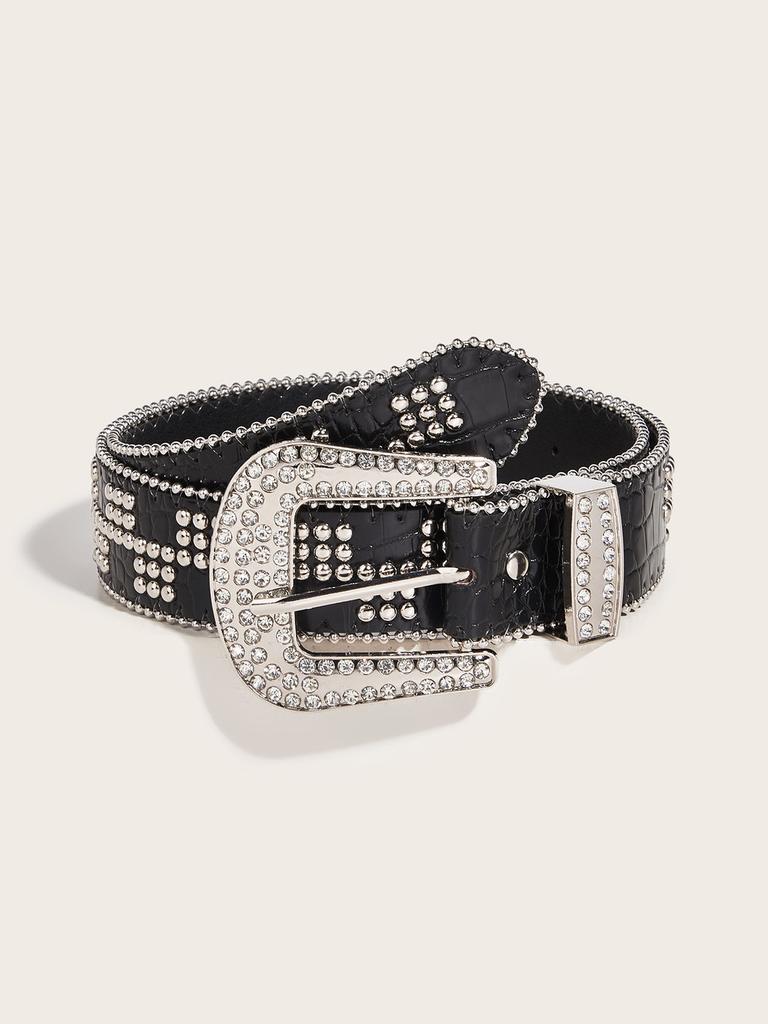 Style Pu Leather Belt With Starry Compass Buckle For Casual Youth Fashion