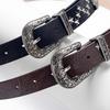Star Rivet Pu Women'S Belt Goth Retro Versatile Jeans Accessories Girdle Hip Hop Punk Y2K Girls Pin Buckle Black Waistband