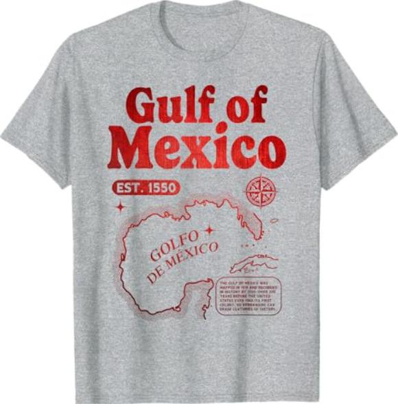 Retro Gulf of Mexico Since 1550 Historic Gulf of Mexico Map T-Shirt Unisex T-Shirt XL