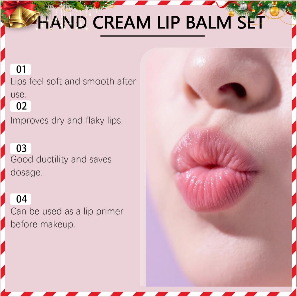 Weihnachts-Handcreme-Lippenbalsam-Set Geschenkbox Pflegend Feuchtigkeitsspendend Gegen Trockenheit Rissig Machend Hautweichmachend Festliches Feiertagsgeschenk Geschenk
