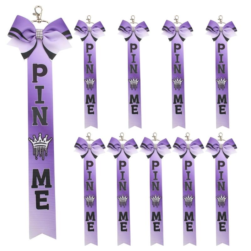 10pcs Glittering Rhinestones Bowknot Keychains Bulk Pack Cheerleading Team Spirit Accessories for Backpacks Bags