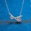 Real Moissanite X Cross Necklace for Women Colorless VVS Diamond Balance Cross Pendant Neckalce Sterling Silver Wedding Jewelry