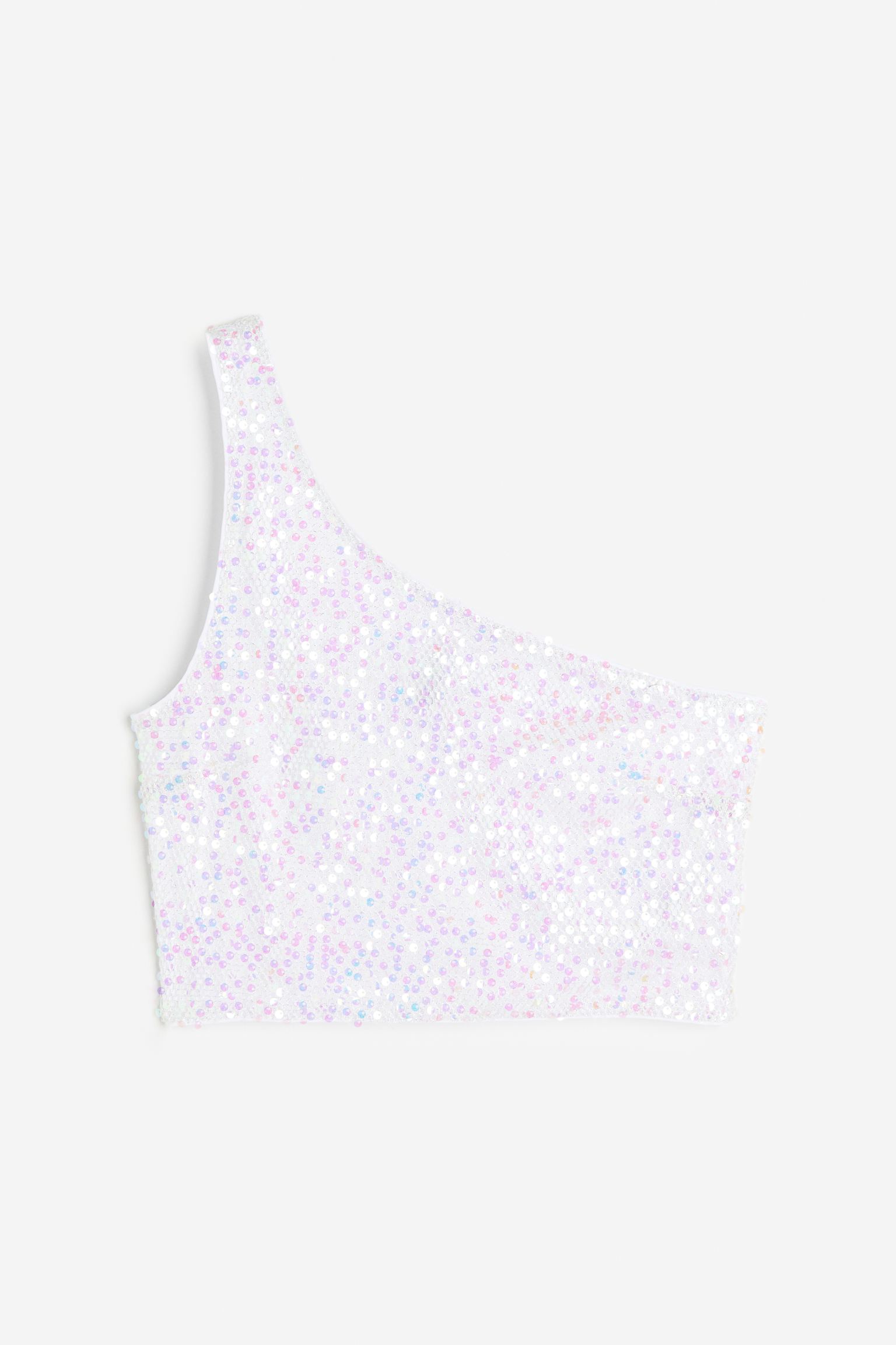 

Sequined one-shoulder net top