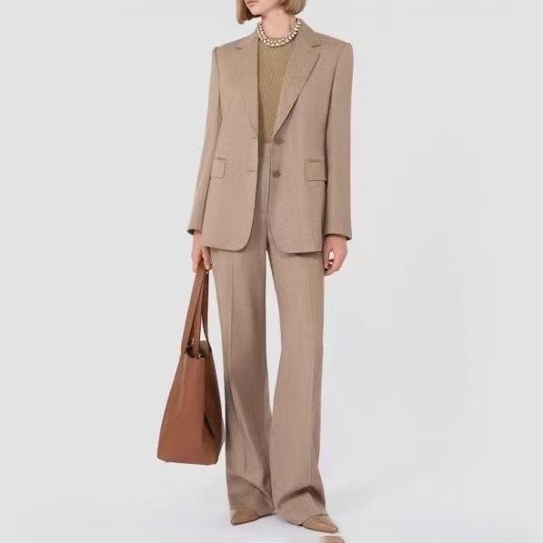Nanyou Max25 Autumn Linen Wool Blend Old Money Style Commuter Suit: Jacket + Straight-Leg Pants