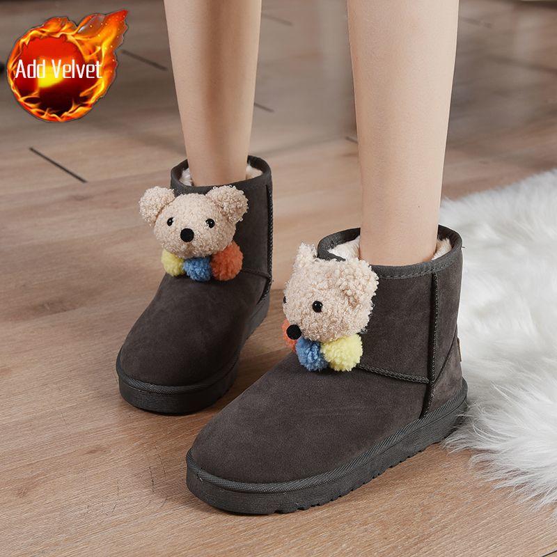 

Замшевые ботинки на платформе с мультяшным медведем, с круглым носком, зимние ботинки для женщин, новая рок-мода, осенне-зимние ботильоны, высокое качество, модная женская обувь 2025 41