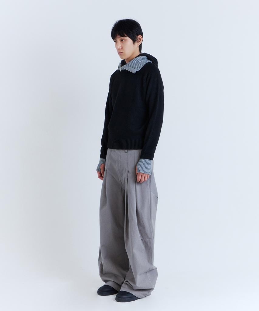 PARADIGMFILM [Ep.03] Slant High-Neck Hooded Knit (Black)