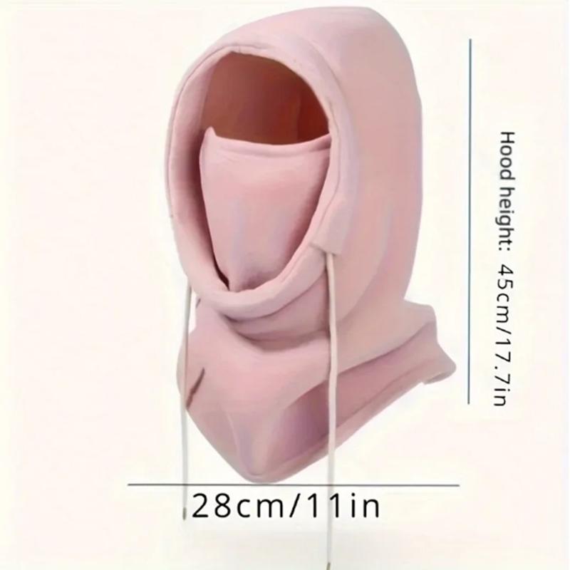 Unisex Winter Flannel Hood - Windproof Mask with Drawstring, Motorcycle Riding Headgea Warm Cap Cold Weather