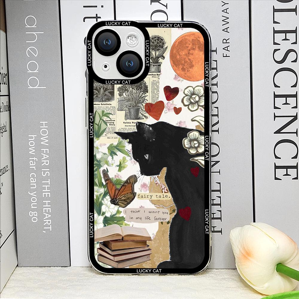 

Abstract Art Cat Phone Case for IPhone 16 15 14 13 12 11 Pro Max 12 13 Mini XS X XR 16 15 14 7 8 Plus SE2 Shockproof Soft Covers For iPhone XR