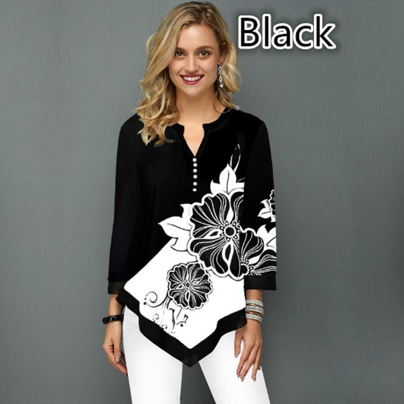 Trend dámske ležérne šaty s dlhými rukávmi, kvetinovými prechodmi, s výstrihom do V, blúzky, tunika, topy