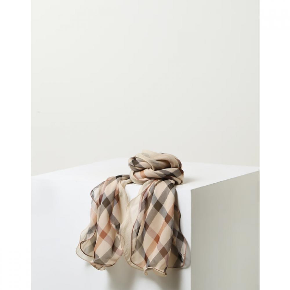 Daks Brown Check Long Silk Scarf Dcsc5e290w2