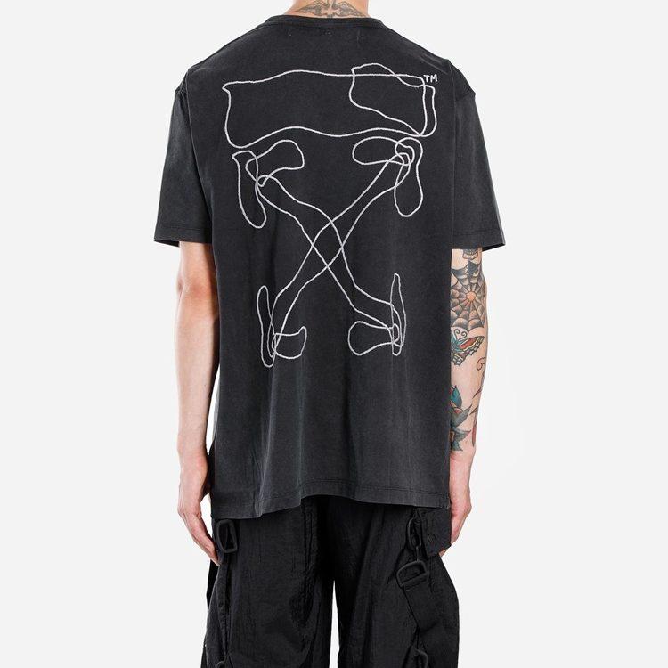 OFF WHITE Übergroßes T-Shirt mit abstrakten Pfeil-Stickerei OMAA038F191850111001