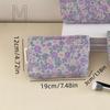 Polyester Canvas Flower Clutch Bag Large Capacity Zipper Closure Cosmetic Storage Pouch Flower Pattern Portable