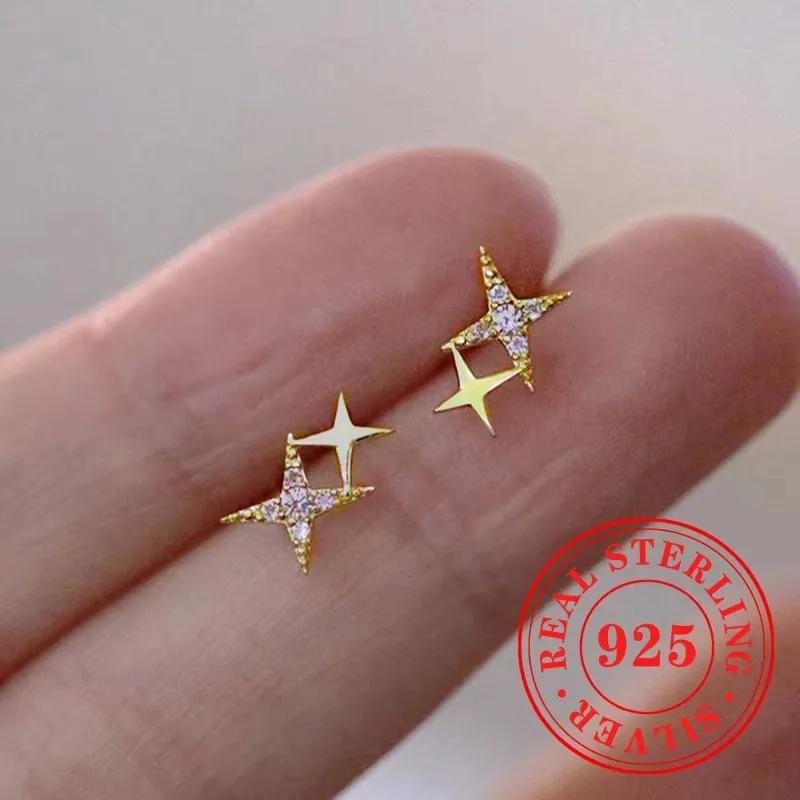Gorgeous Stud Earrings  Sterling Silver Dazzling Exquisite Flower Design Accessory Luxury Trendy Bridal Jewelry Gifts